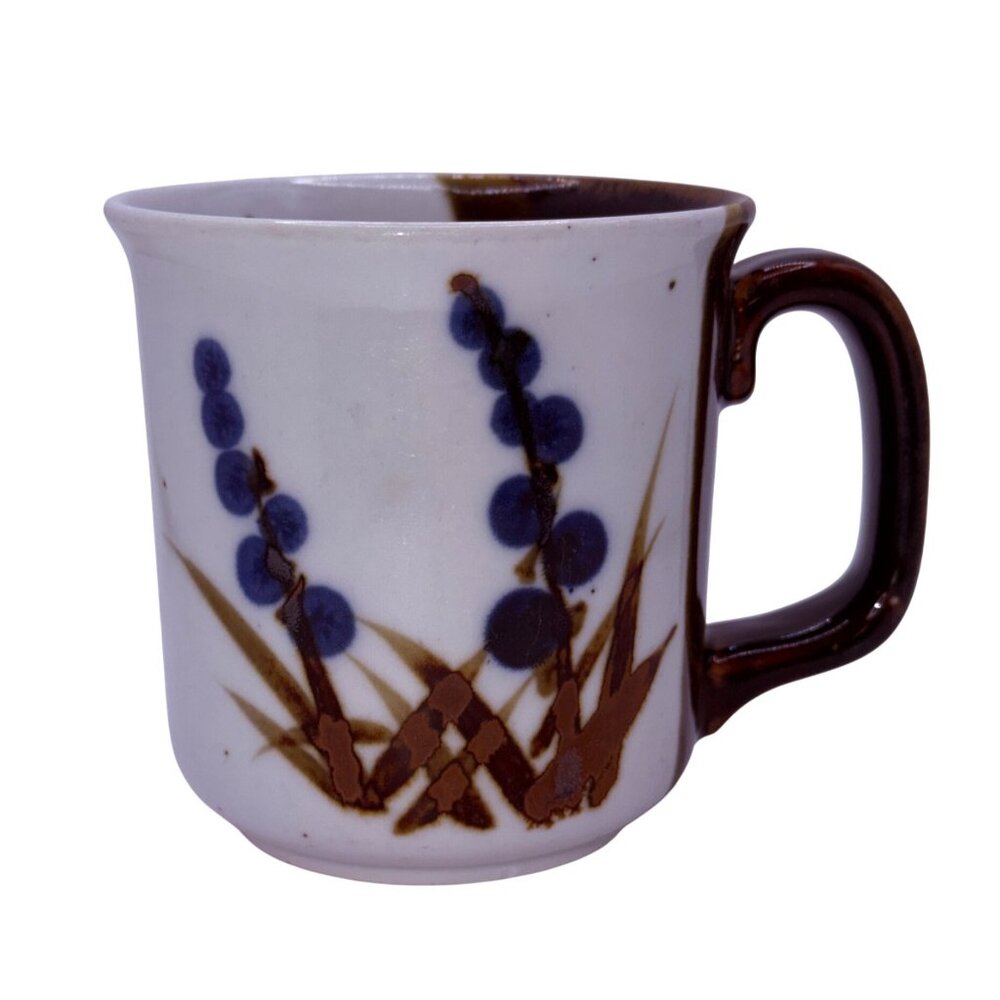 Hand Made Pottery Wild Flowers Coffee Mug 1970s POTTER'S SELECTION Ranmaru